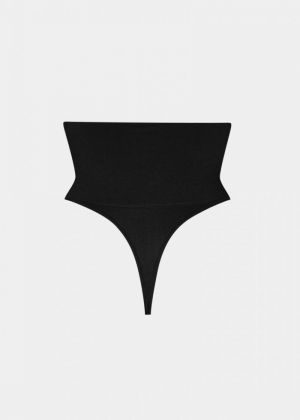 SHIMMER THONG BLACK